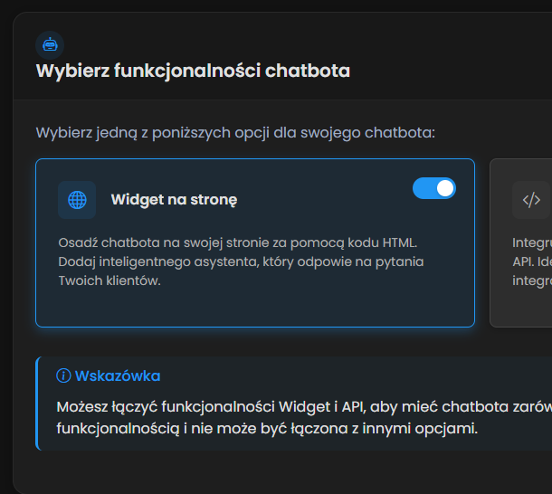 Wybór typu chatbota