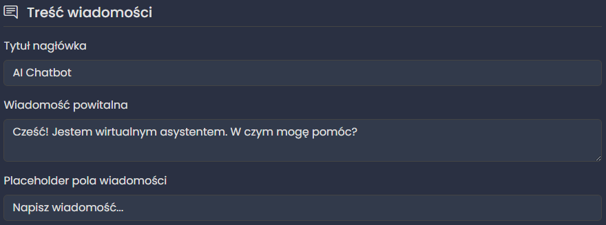 Panel konfiguracji treści widgetu