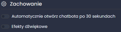Panel konfiguracji zachowania widgetu